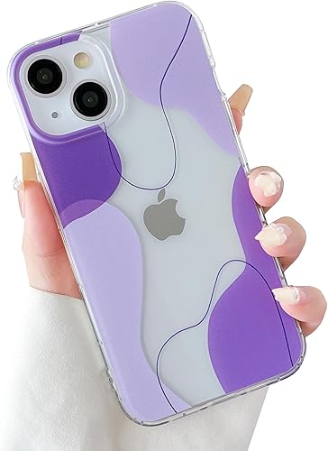 DEFBSC Funda compatible con iPhone 1314, diseño artístico de forma suave con funda protectora de parachoques incorporada, bonita funda delgada de