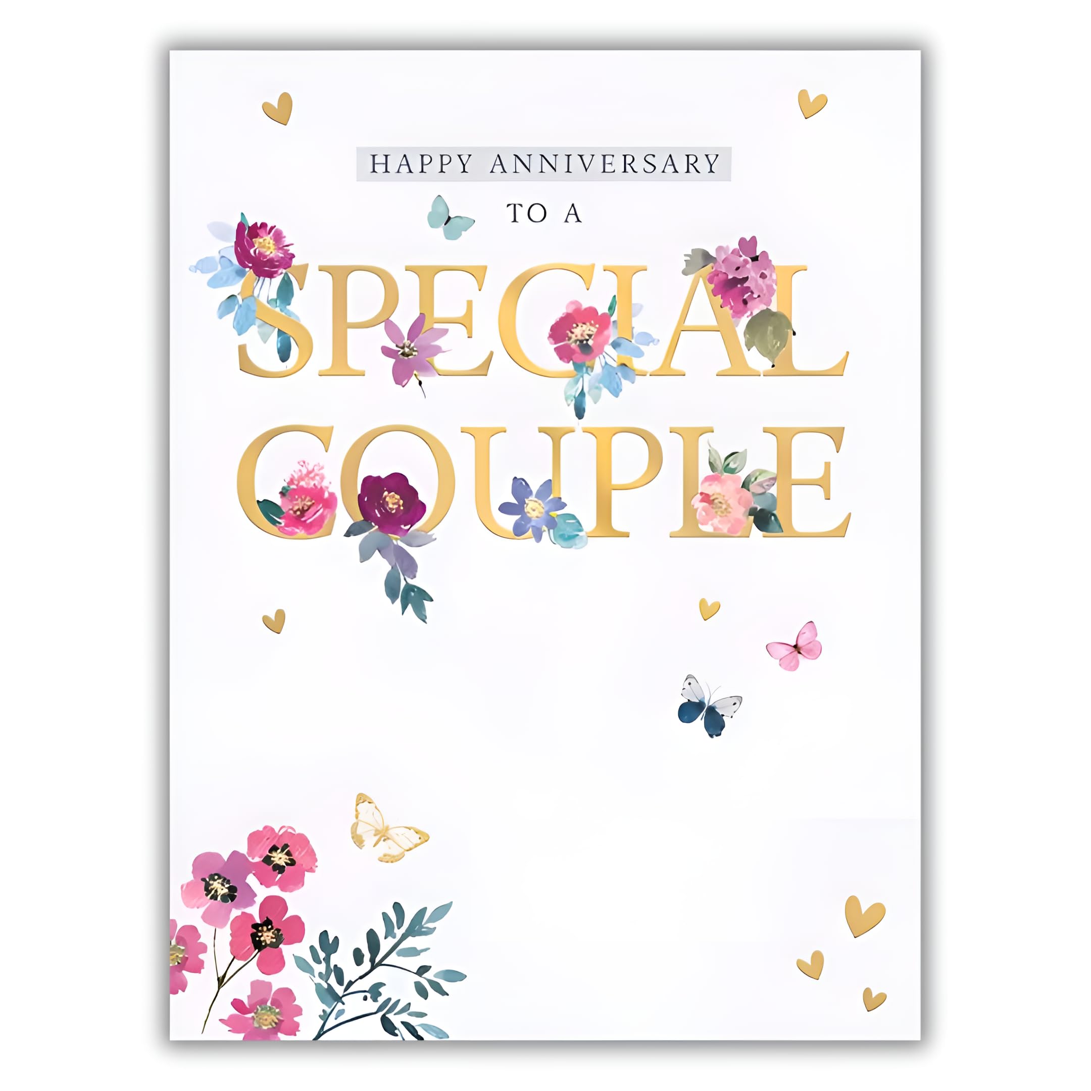 Words 'n' Wishes Special Couple Anniversary Card - Happy Anniversary Card for a Special Couple with Floral Butterfly Design and an Embossed Foil Finish