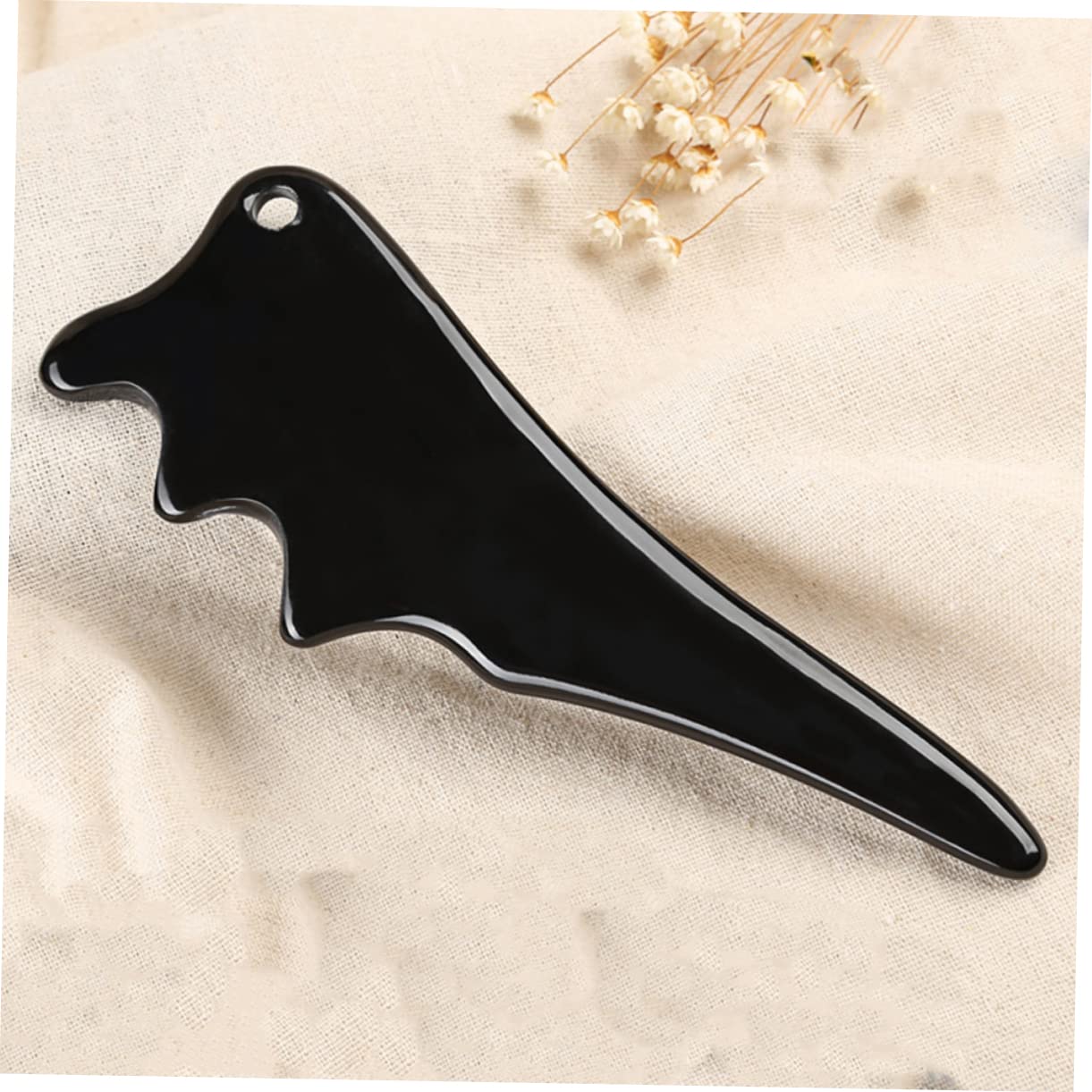 Healvian 3 Pezzi Di Strumento Terapeutico Gua Sha in Corno Di Bovino Naturale Per Viso Collo E Schiena Con Motivo A Per Massaggio Del Cuoio Capelluto E Spa