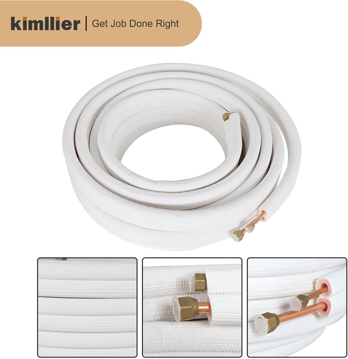 kimllier 50FT 5/8 Inch & 3/8 Inch Air Conditioning Copper Tubing Hose Extension Insulated Copper Hoses Fit for Mini Split Air Conditioner