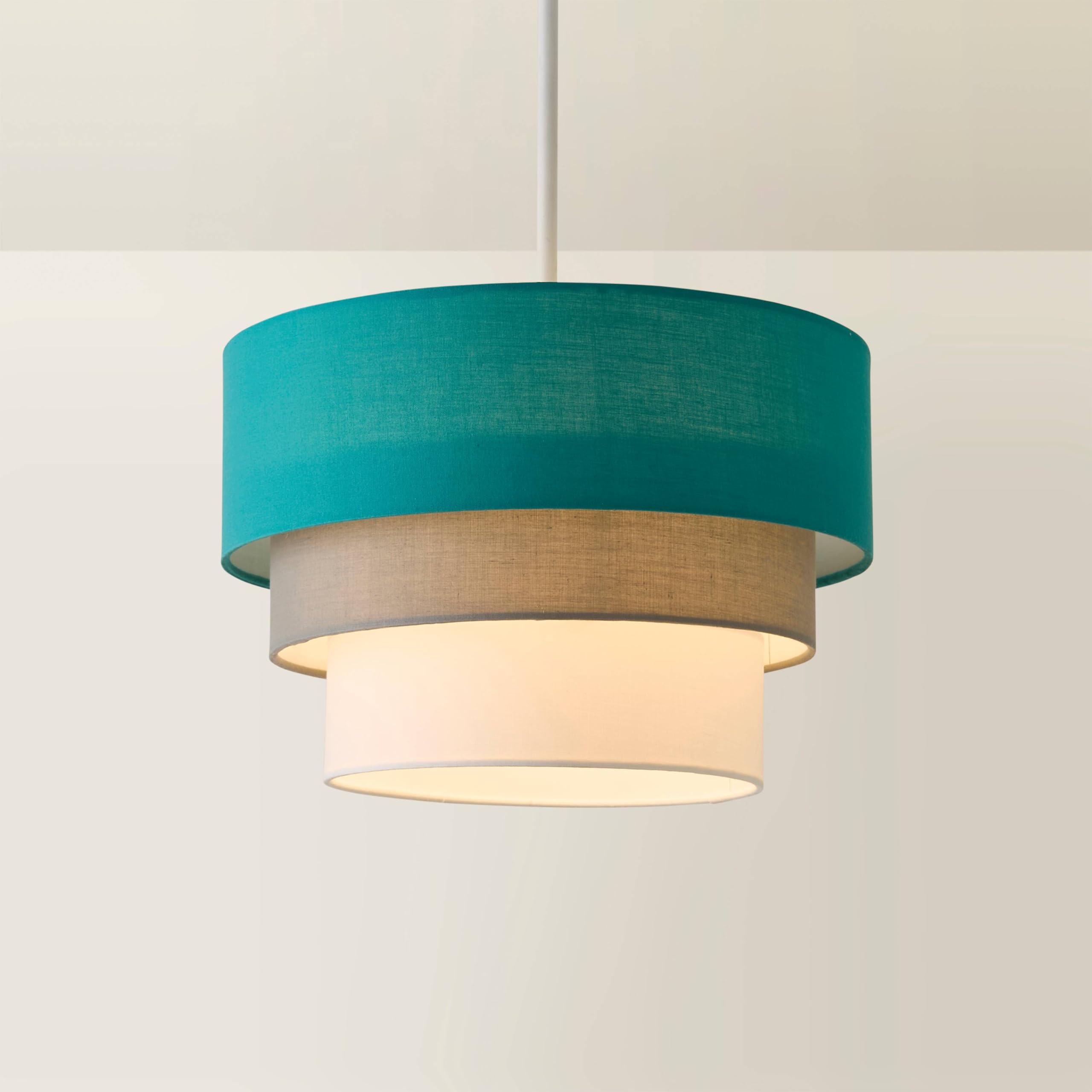 Valuelights Teal Aztec Three Tier Easy Fit Fabric Ceiling Pendant Lamp Shade With Bulb In