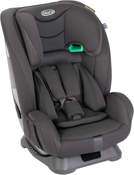 Graco – Podnośnik FlexiGrow R129 z uprzężą 2 w 1, 76-145 cm (ok. 15 miesięcy do 12 lat), odchylany, regulowana szerokość, kolor onyksowy