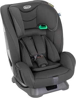 Graco FlexiGrow™ R129 Kindersitz, Autositz vorwärtsgerichtet ab 15 Monaten (76-145 cm) auch in Fahrtrichtung, Installation mit dem Fahrzeuggurt, integrierter Seitenaufprallschutz, schwarz, Onyx