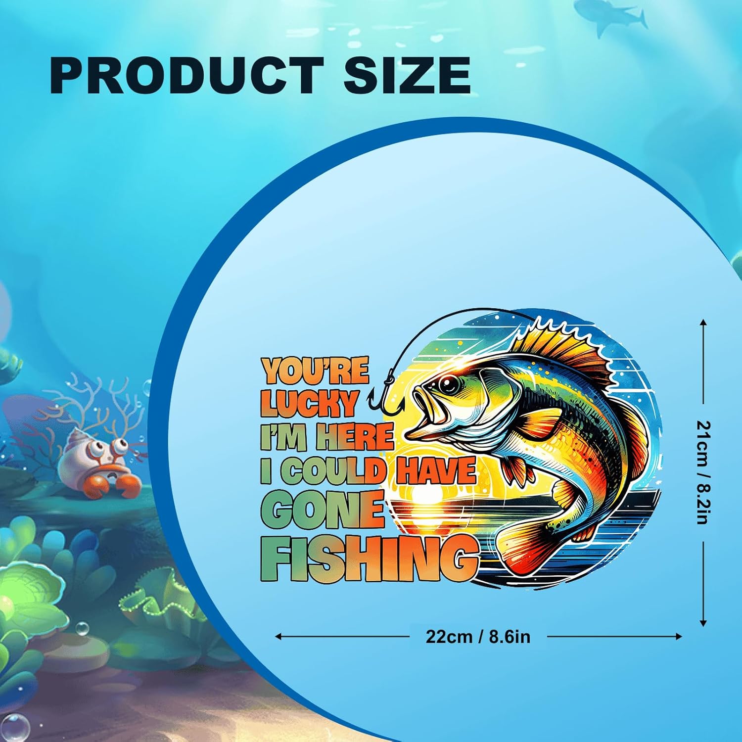Wezdopu 20 Sheets Fishing Iron on Decals Fun Iron on Transfers for Tshirts Creative Clothing Decoration for DIY T-Shirt Jackets Backpacks