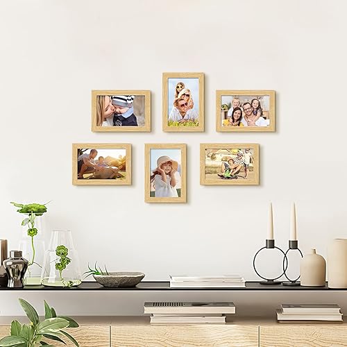 Miniatura 7 de Juego de 2 portarretratos de 8 x 10 pulgadas, marco de fotos de madera natural de 5 x 7 pulgadas con paspartú u 8 x 10 pulgadas sin paspartú con