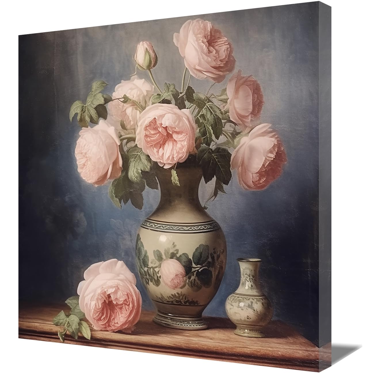 LMYSXAOZ Peony Flower Canvas Wall Art Pink in Vase Vintage Floral Botanical Picture Prints for Home Decor (Peony,24.00" x 24.00")