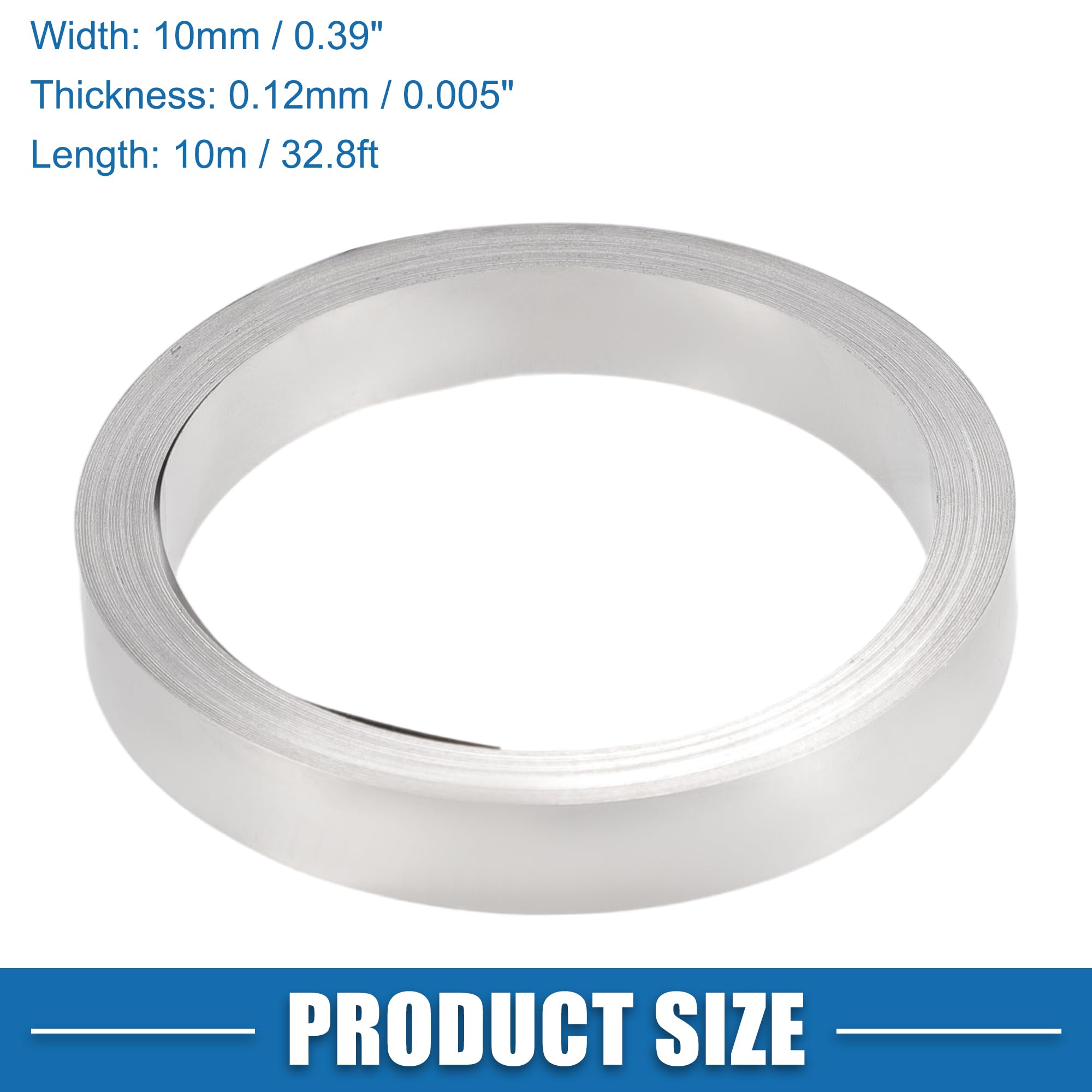 A ABSOPRO Bande De Nickel Pure Argentés Pour Soudure De Batterie | Largeur 10mm, Épaisseur 0.12mm, Longueur 10m (32.8ft), Pour Soudure Par Points, Résistance À L'Oxydation