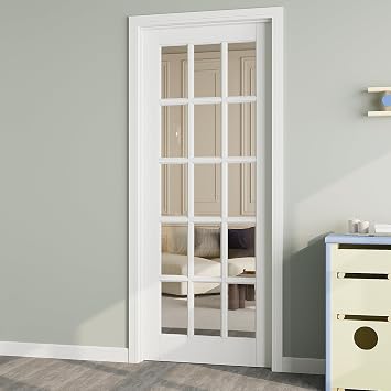 Interior Door,15-Lite Clear Glass Doors,Solid Slab Door,32x80