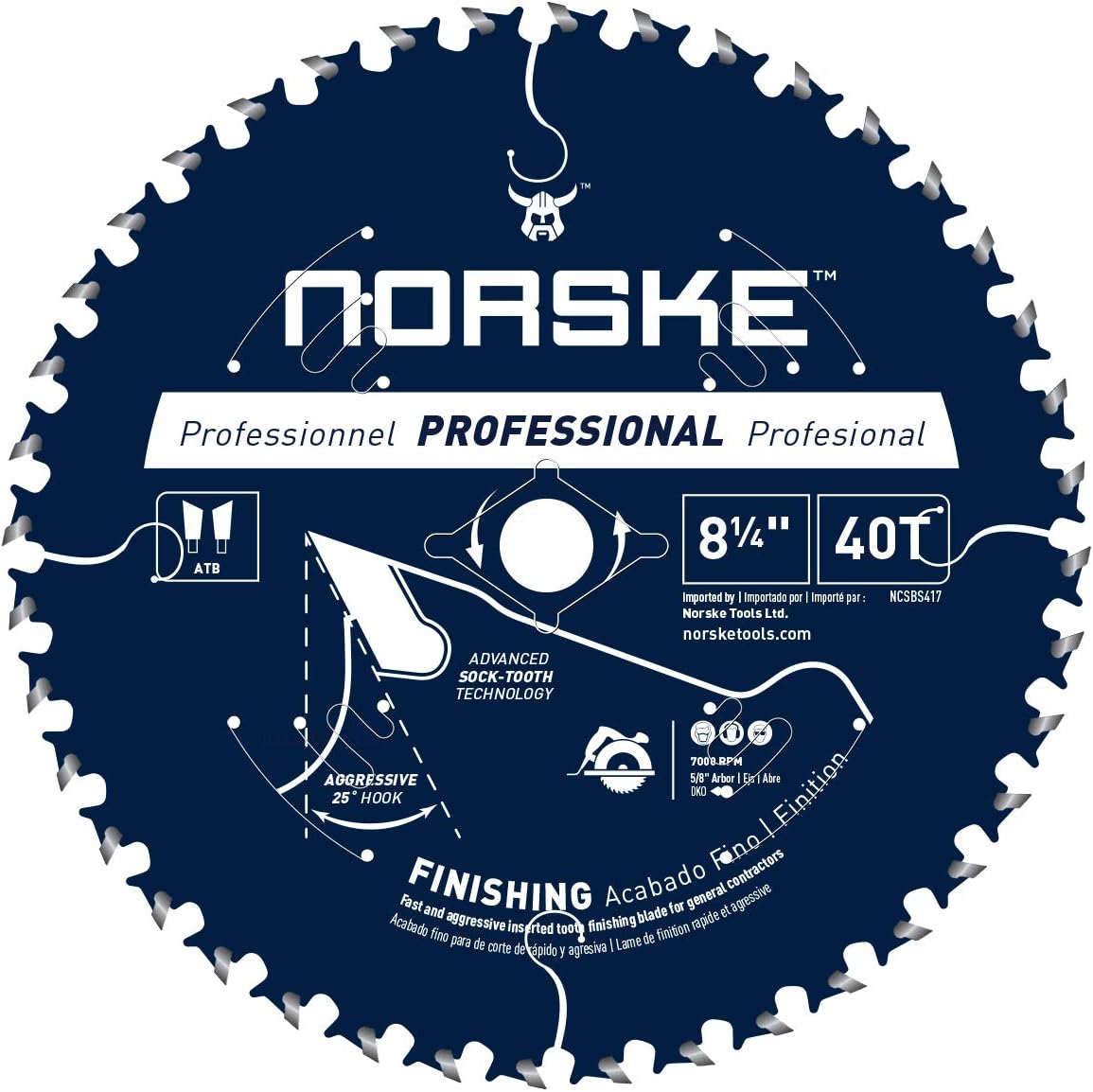 Norske Tools NCSBS417 81/4 inch 40T Socktooth Circular Finishing Saw