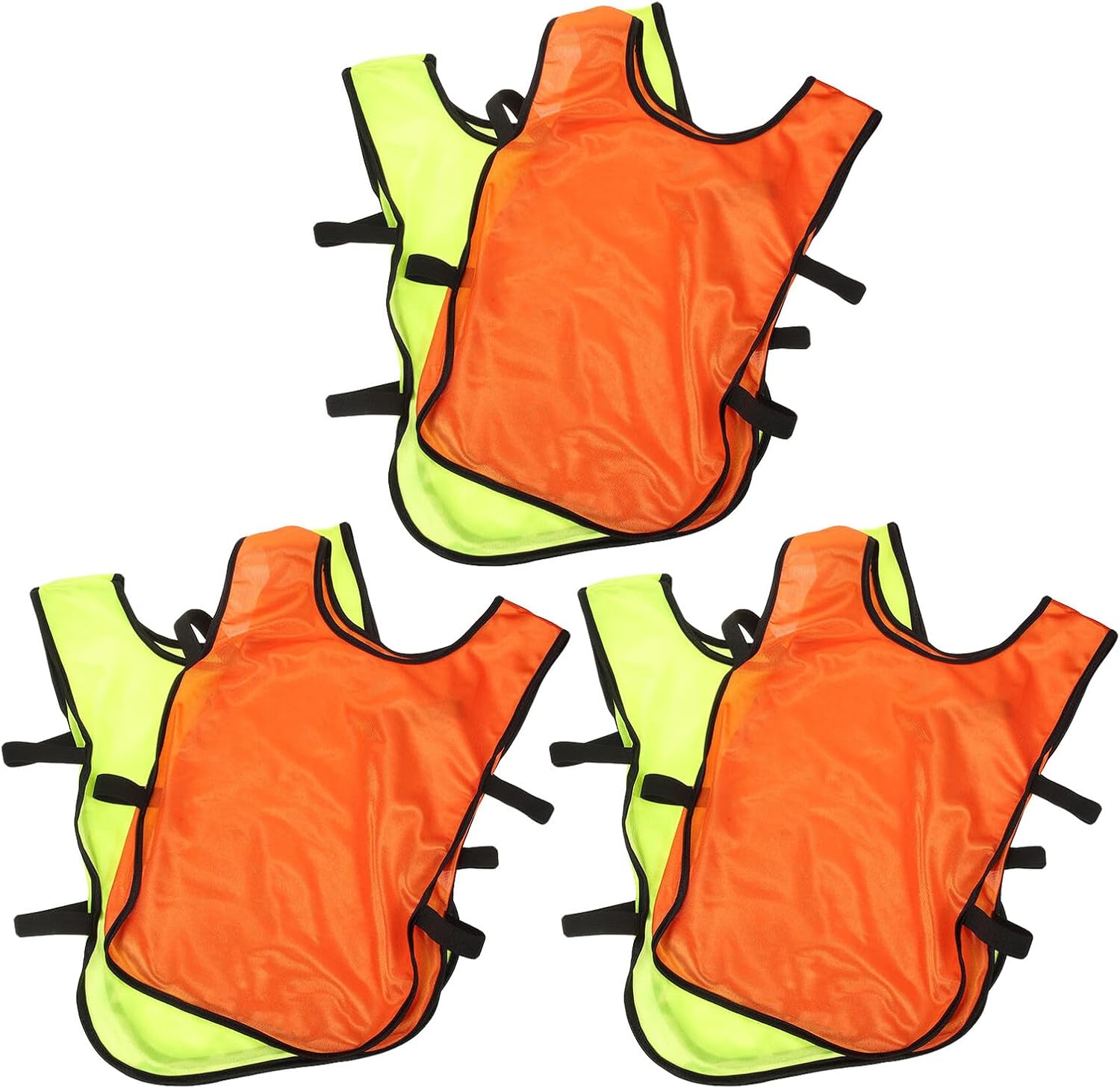 ABOOFAN 6pcs Youth Soccer Training Vests Set, Quick-drying Breathable Polyester Football Pinnies in Fluorescent Green and Orange, Washable Team Practice Bibs for Outdoor Sports