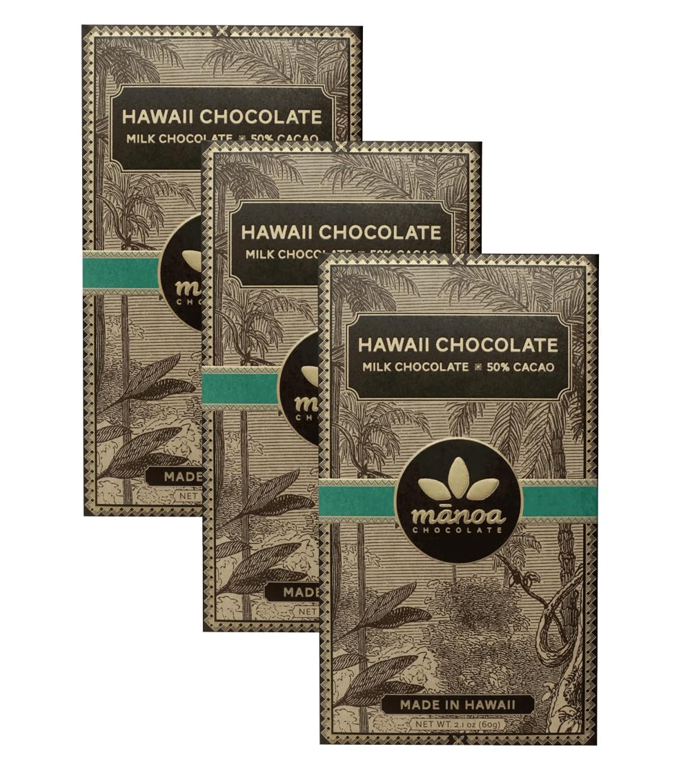 Manoa Chocolate Hawaii Milk Chocolate 50% | 3 x 2.1oz Chocolate Bar