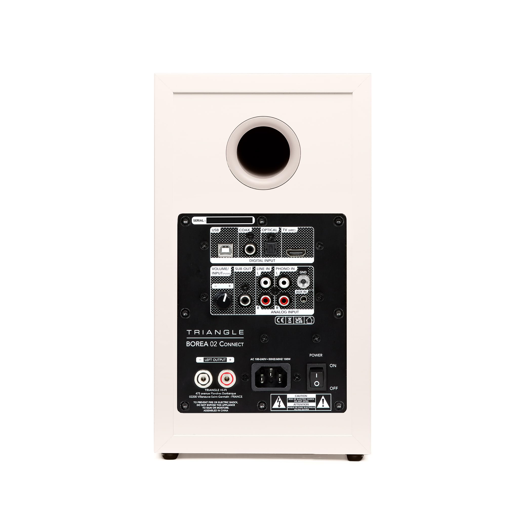 Triangle - Enceintes Actives BOREA BR02 Connect - Enceintes Bibliothèque Bluetooth avec Amplificateur 2X 50W - Audio HD - Entrées Phono/Platine TV Arc & USB - 176 x 310 x 274 mm - Crème (Paire)