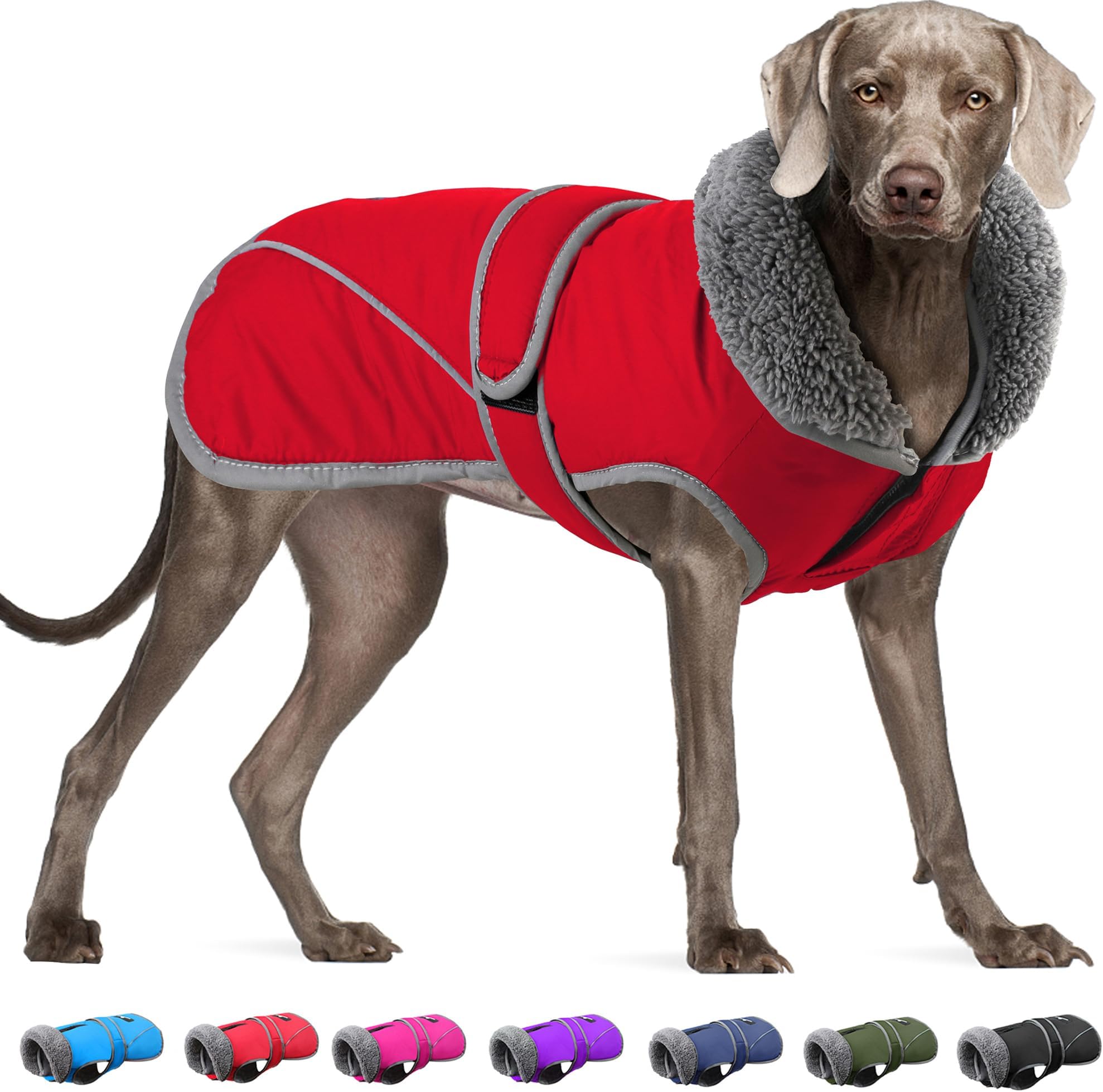 DogcheerDog Coat, Christmas Dog Jacket Waterproof Dog Winter Coat for Cold Weather, Reflective Dog Winter Jacket Warm Turtleneck Dog Snow Jacket Fleece Sweater for Small Medium Large Dogs -Red,3XL