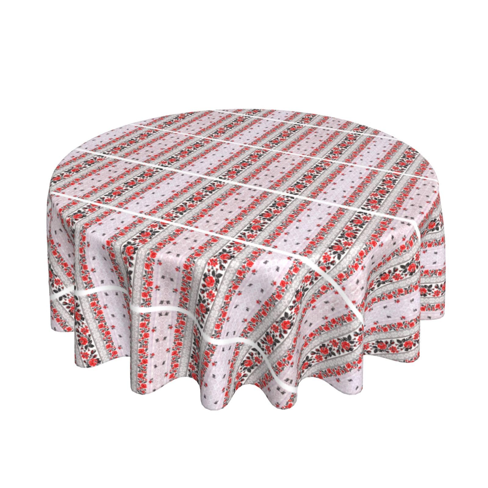 Nappe Ronde écru - Broderies Et Incrustations Couleur - Coton/polyester - Excellent état