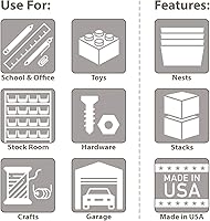 Vista 5 de Akro-Mils 30778 Contenedores de almacenamiento de plástico apilables económicos, (18 pulgadas x 8-3/8 pulgadas x 7 pulgadas), negro (paquete de 8)