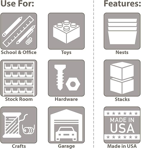 Miniatura 5 de Akro-Mils 30776 Contenedores de almacenamiento de plástico apilables económicos (18 pulgadas x 6-58 pulgadas x 7 pulgadas), color negro (paquete de