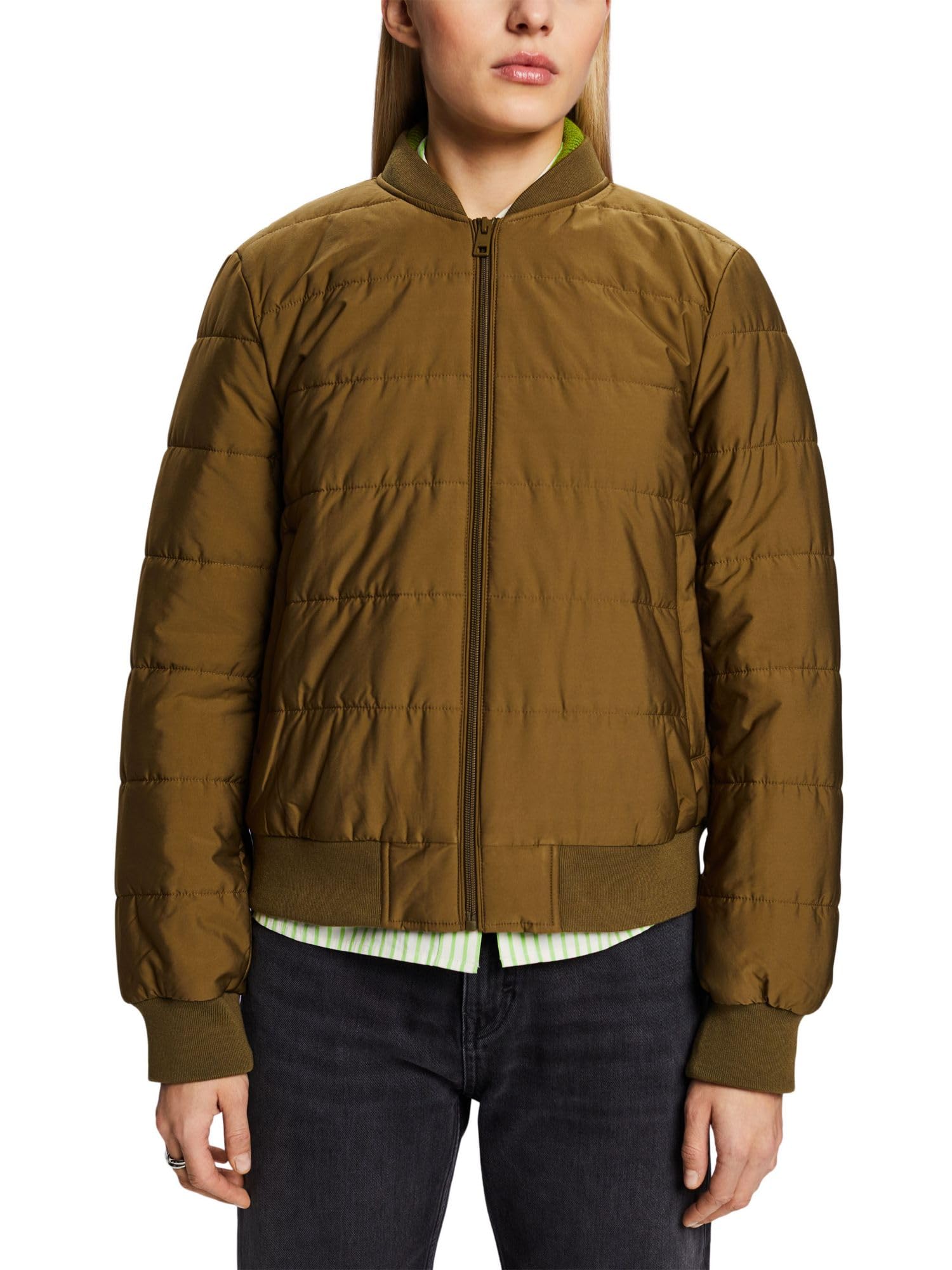 ESPRIT Women's 014EE1G367 Jacket, 350/KHAKI Green, L, 350/Khaki Green, L
