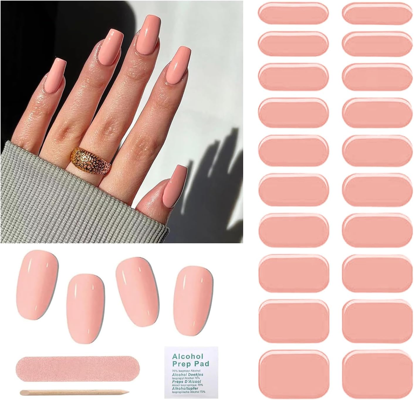 Boloshine Strisce Per Smalto Gel Per Unghie, 22Pcs Semi-Indurito Unghie Gel Adesive UV, Glitter Adesivi Unghie Autoadesiva, Strisce Gel Unghie Richiede Lampada UV/LED (La Notte Stellata Scende - Foto 8