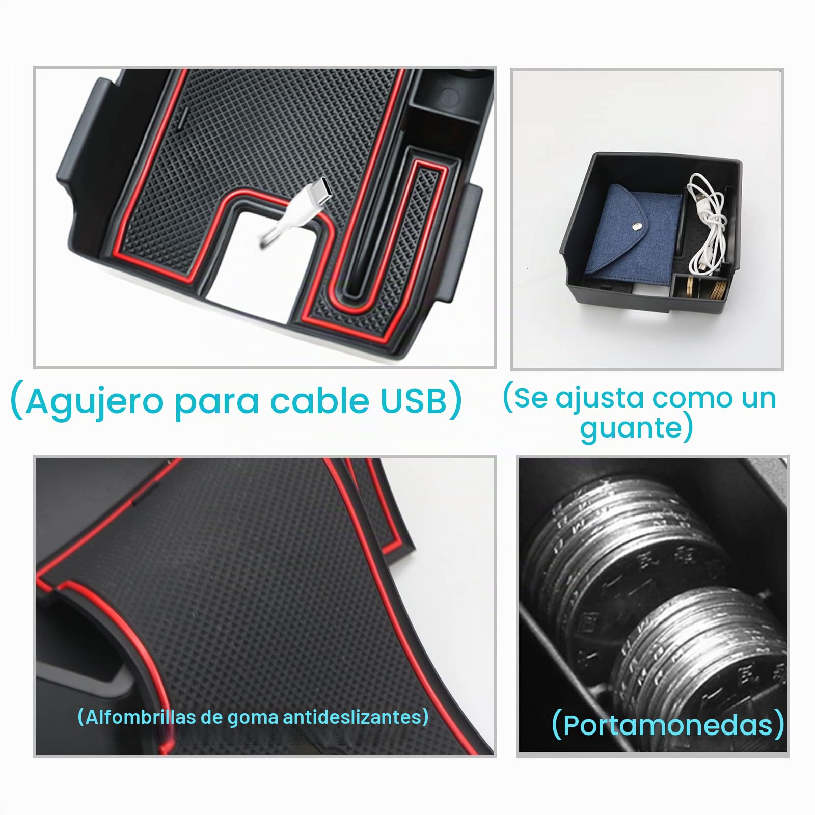 CDEFG Compatible con Toyota Corolla E210 2019-2023 2024 Caja de almacenamiento, Consola Central Apoyabrazos Caja del coche Interior Center Armrest Storage Box, Con Tapete Antideslizante Accesorios