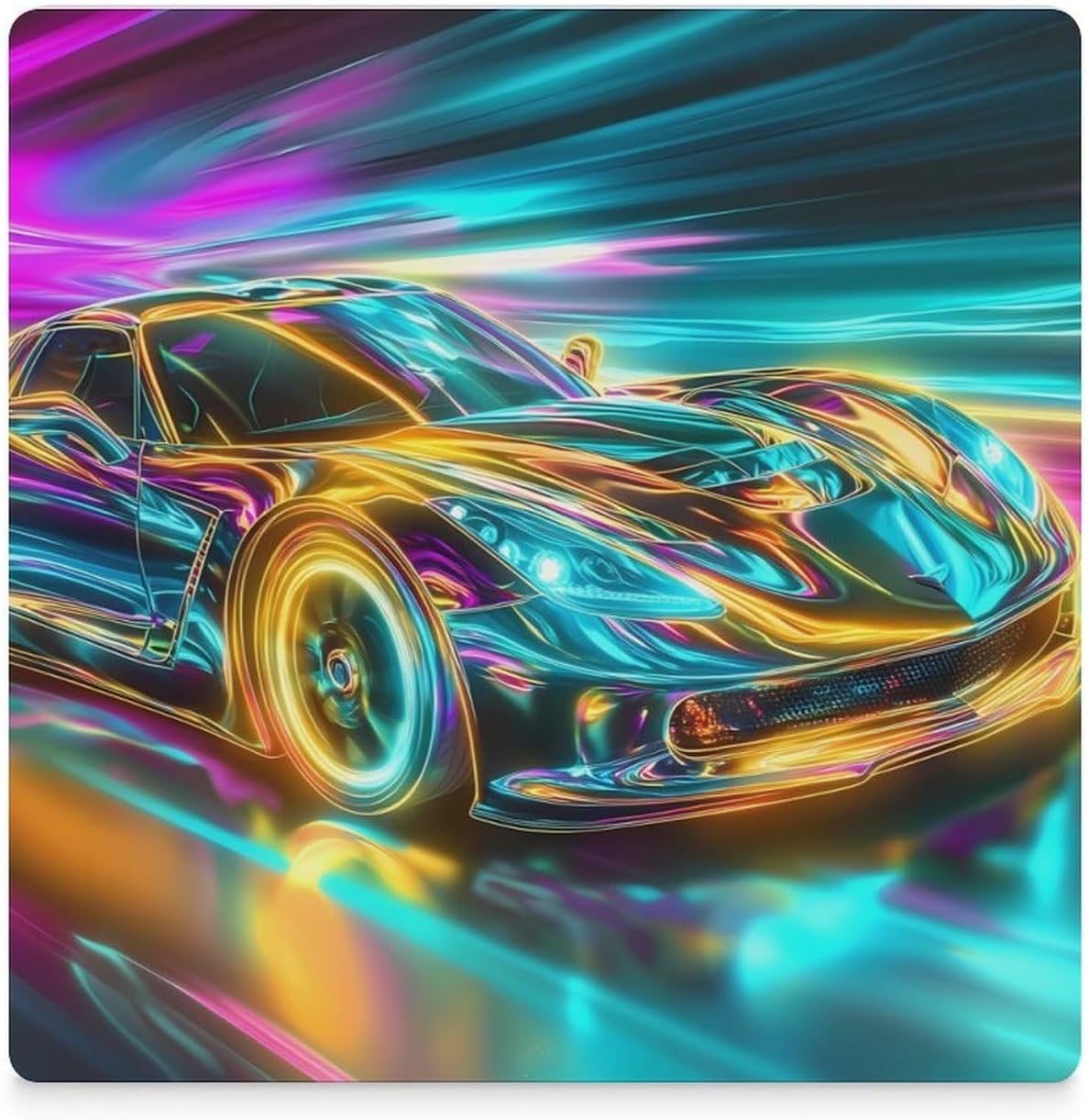 Colorful Glowing Racing Car Funny Ceramic Coasters for Drink Absorbent Cup Holders Tabletop Protection