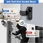 Anti-Theft Doorbell Mount for Blink Doorbell Camera No-Drill Door Mount | No Block Sensor & Night Vision Blink Video Doorbell Accessories for Home Rentals Office , Not for Security Door