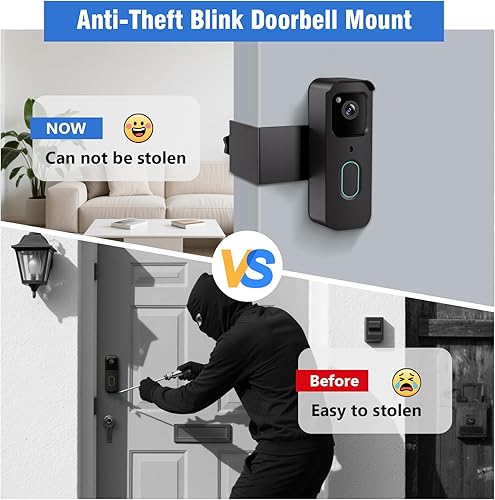Miniatura 6 de Soporte antirrobo para timbre de puerta, sin taladro, para timbre de puerta de video Blink de 2 generación, no bloquea el timbre, sensor de