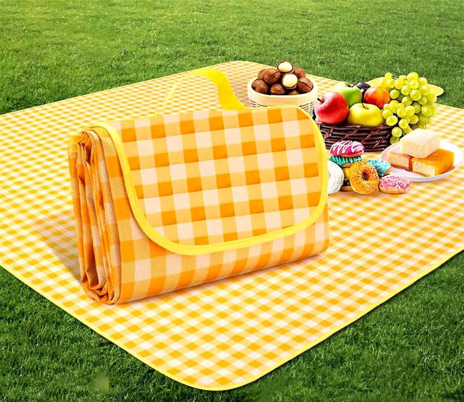 FOLDABLE BEACH PICNIC MAT Foldable Picnic Mat Waterproof Blanket Extra Large for Garden, Beach, Camping, Hiking, Travel, Hajj (150 X 110 cm)