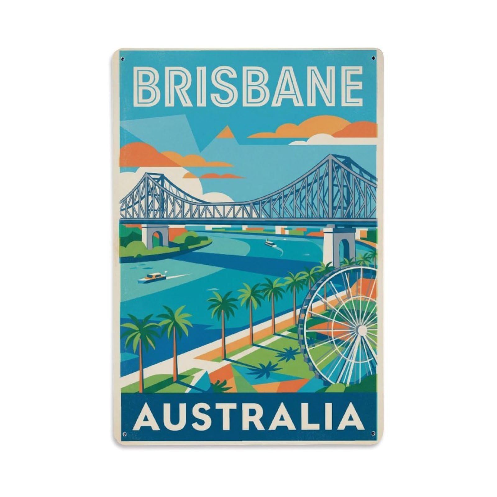 Australia Brisbane Travel Destination Retro Metal Tin Sign