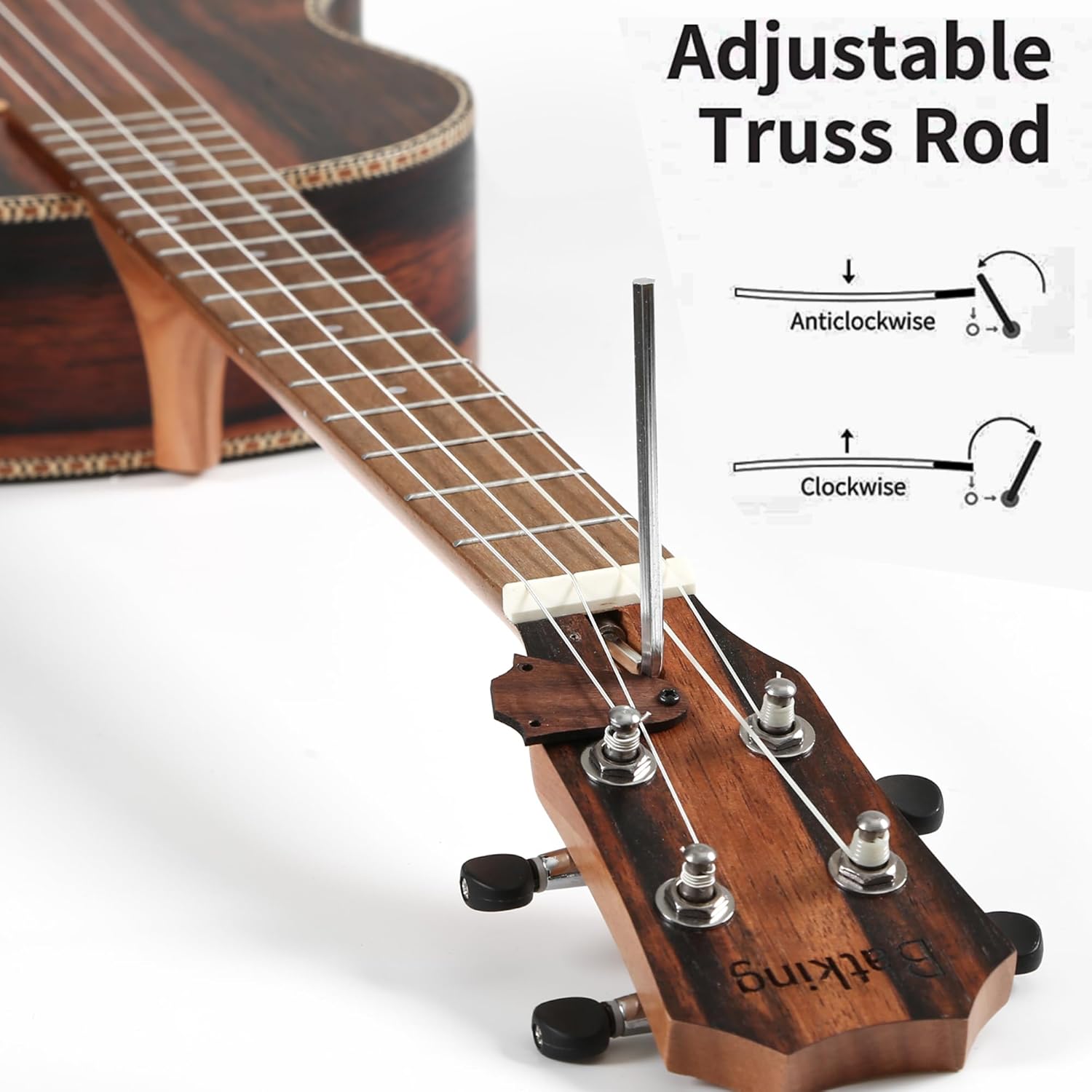 Batking Tenor Ukulele for Left Hand, 26 Inch All Blackwood Acoustic Electirc Ukelele Kit with Truss Rod with EQ with Gig Bag,Strap,Nylon String,Electric Tuner,Pick,shaker