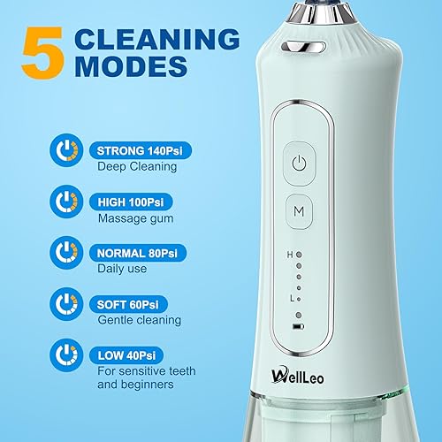 Miniatura 2 de Irrigador dental inalámbrico de 10.08 fl oz (10.1 fl oz) con 5 modos, 5 puntas de chorro, limpiador de dientes impermeable IPX7 para el cuidado de