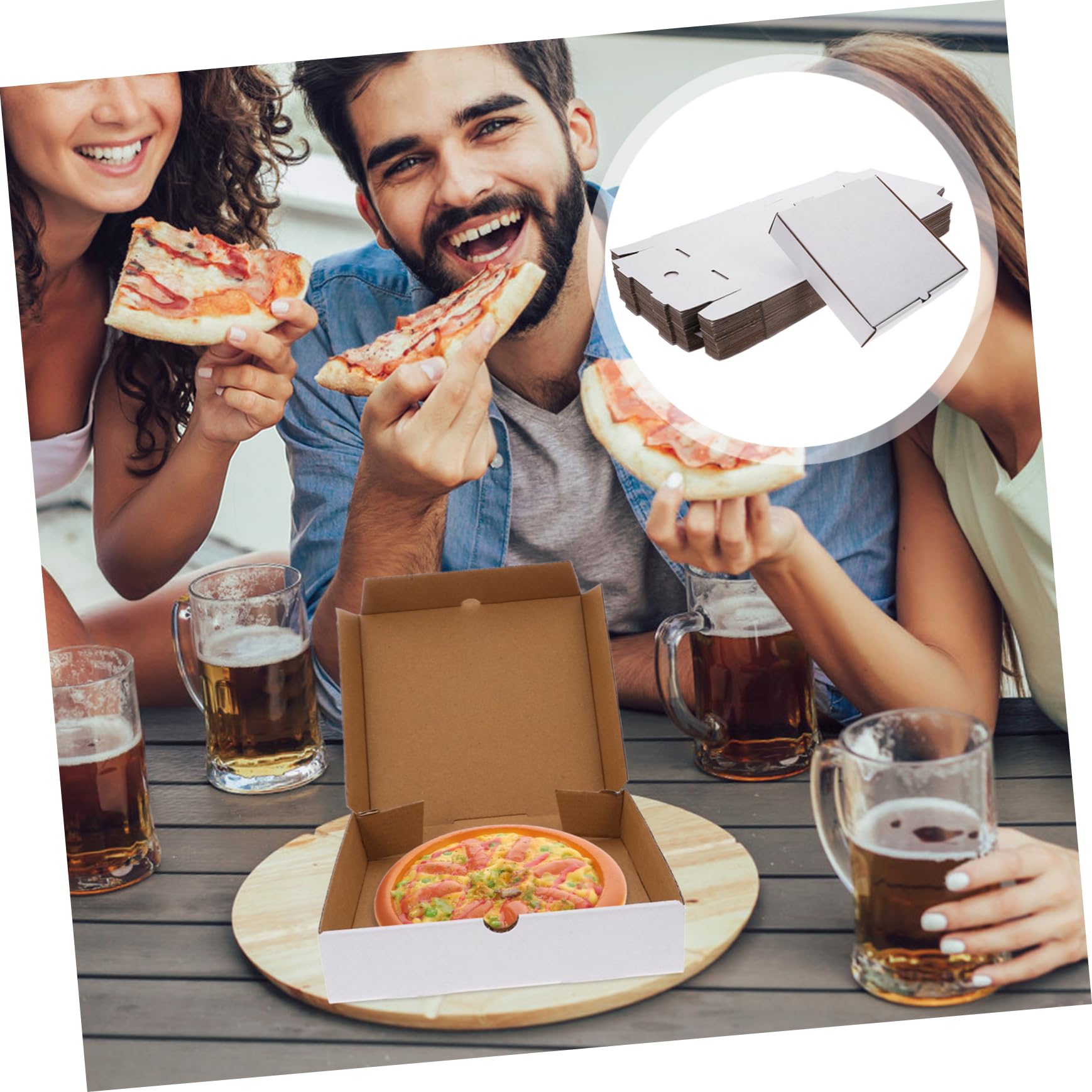 Scatole per Pizza Bianche in Carta Kraft Ondulata 30 Pezzi | Asporto e Conservazione Alimentare, Formato Piccolo 7 Pollici, Confezione da 30 Pezzi