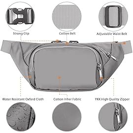 Large Fanny Pack for Women Men - Syican Waist bag with 3-Zipper Pockets, Gifts for Enjoy Sports Traveling Workout Casual Hands-Free crossbody bags Fits MAX 7.9\'\' iPad & 6.6\'\' Phone