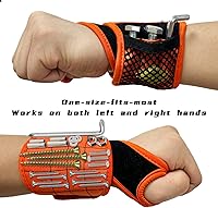 Vista 5 de Pulsera magnética con linterna y pedal magnético para sujetar tornillos, correa de herramientas magnética para sujetar tornillos, clavos, brocas