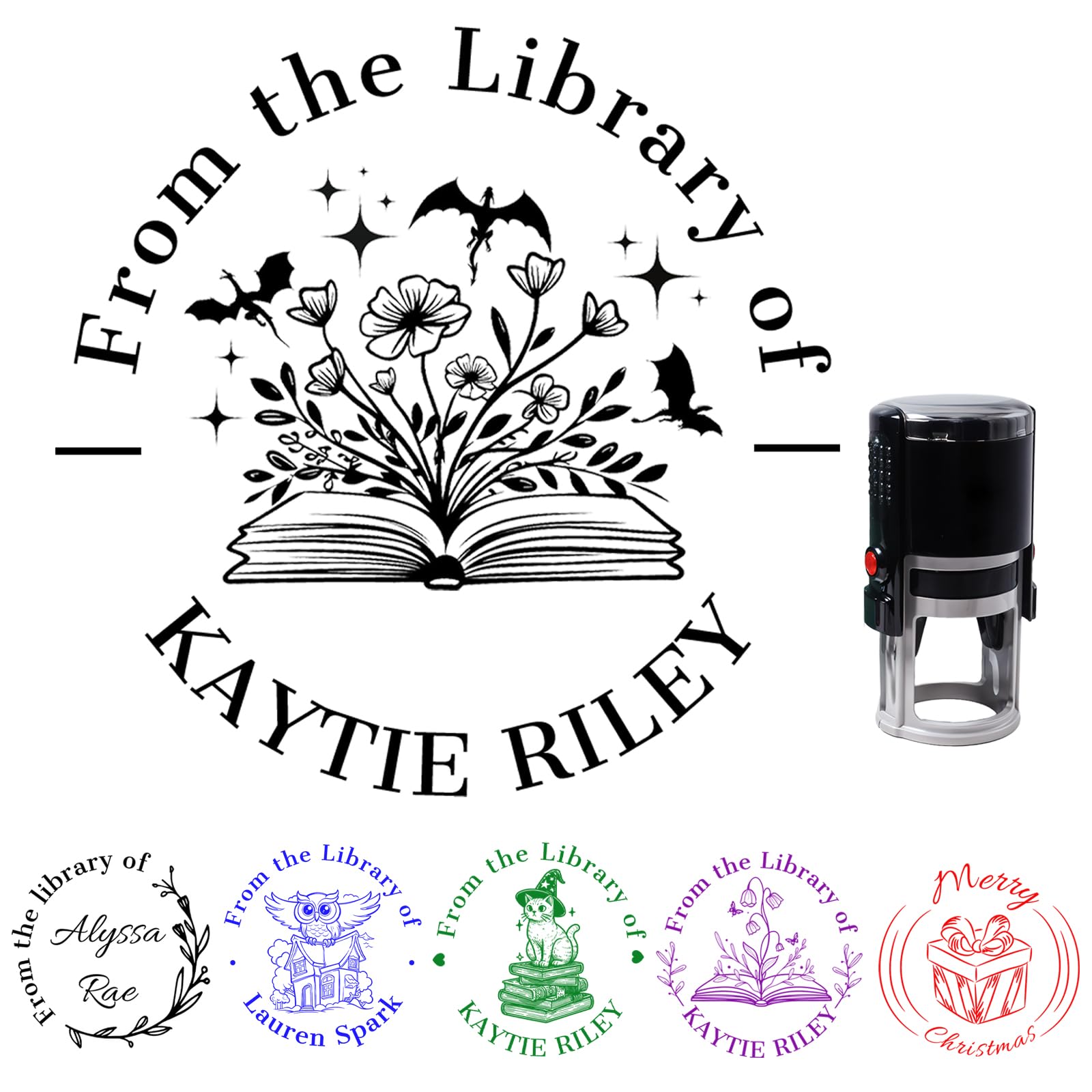 AAQ Personalised Book Embosser, Custom Name Text Embossing Stamp for Book Readers & Collectors