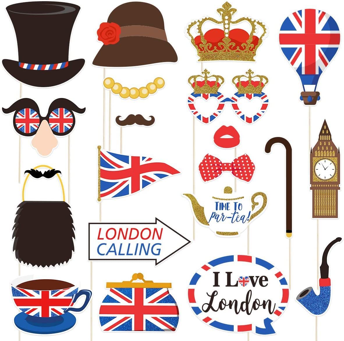 Mododer Union Jack Party Supplies, Queens Platinum Jubilee 2022 Decorations, Union Jack Tablecloth Bunting Flags Napkins Cups Paper Plates Dinnerware Tableware Kit (20pcs)