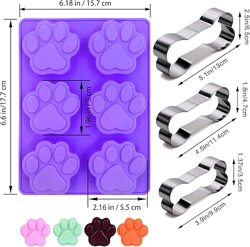 Miniatura 3 de Moldes de silicona para cachorros, patas y huesos, moldes de silicona antiadherentes de grado alimenticio para chocolate, dulces, gelatina, cubitos