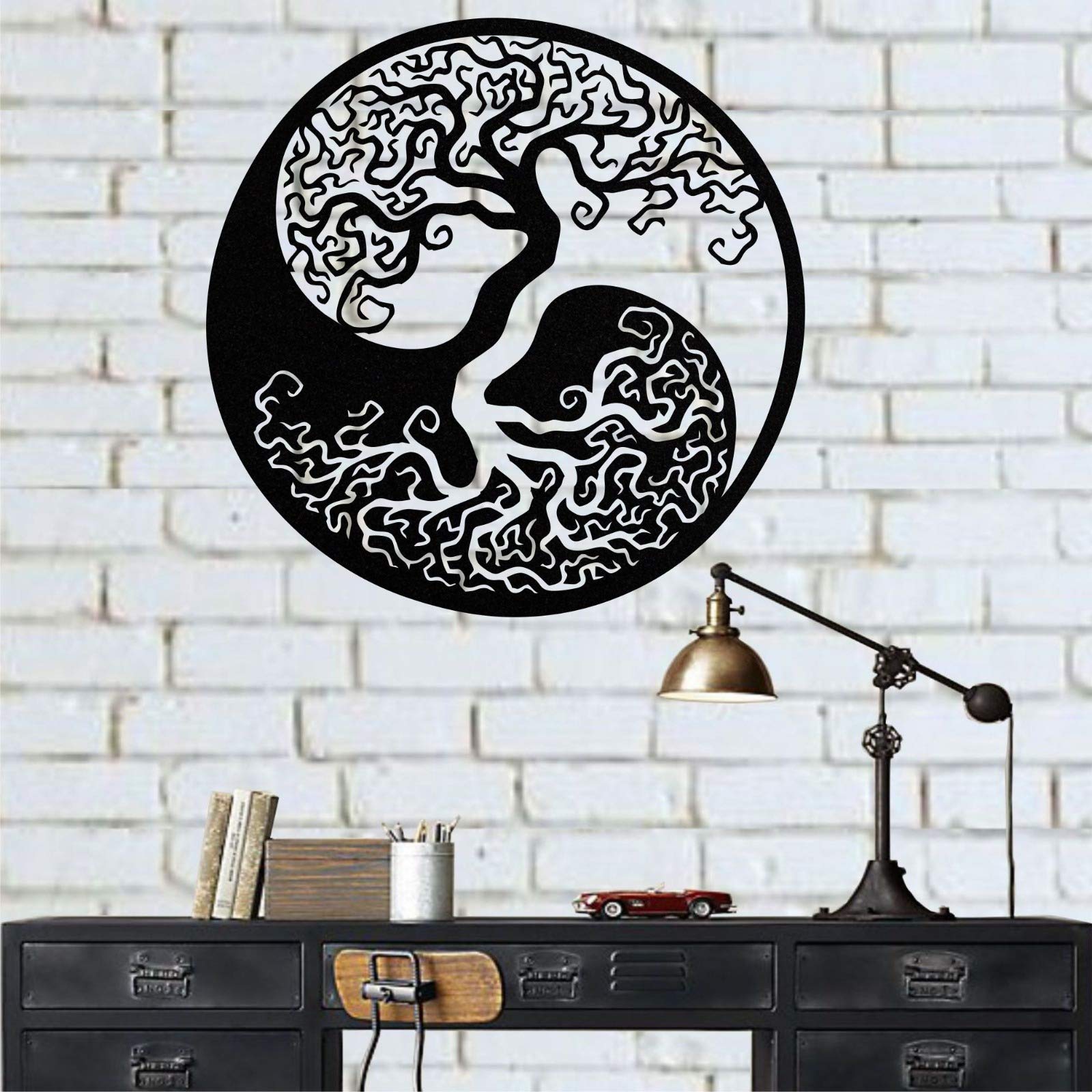 DEKADRON Decadron Metallwanddeko Lebensbaum Yin Yang (90 x 90)