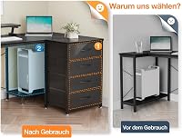 ODK L alakú sarokasztal LED világítással, USB és aljzattal, 4 fiókos irodai asztal 7