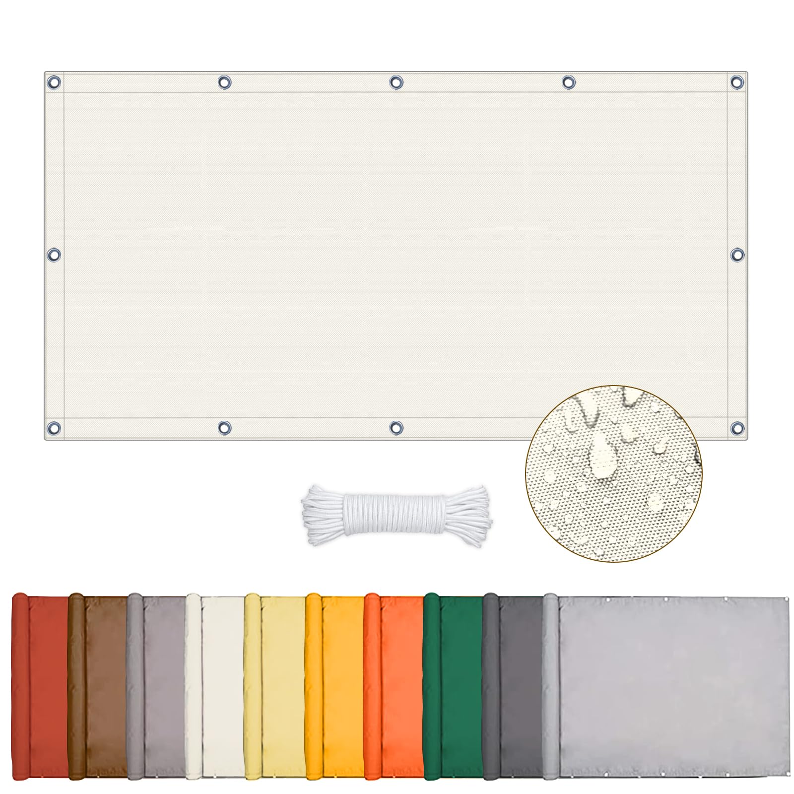 Sonnensegel Wasserdicht, Sonnensegel Rechteckig Mit Ösen, Markisenstoff UV Schutz 95%, Segeltuch Sonnenschutz Balkon Terrasse Mit Seil, Für Innenhof, Rasen, Garten, Park (Creme Farben, 3 * 3m)