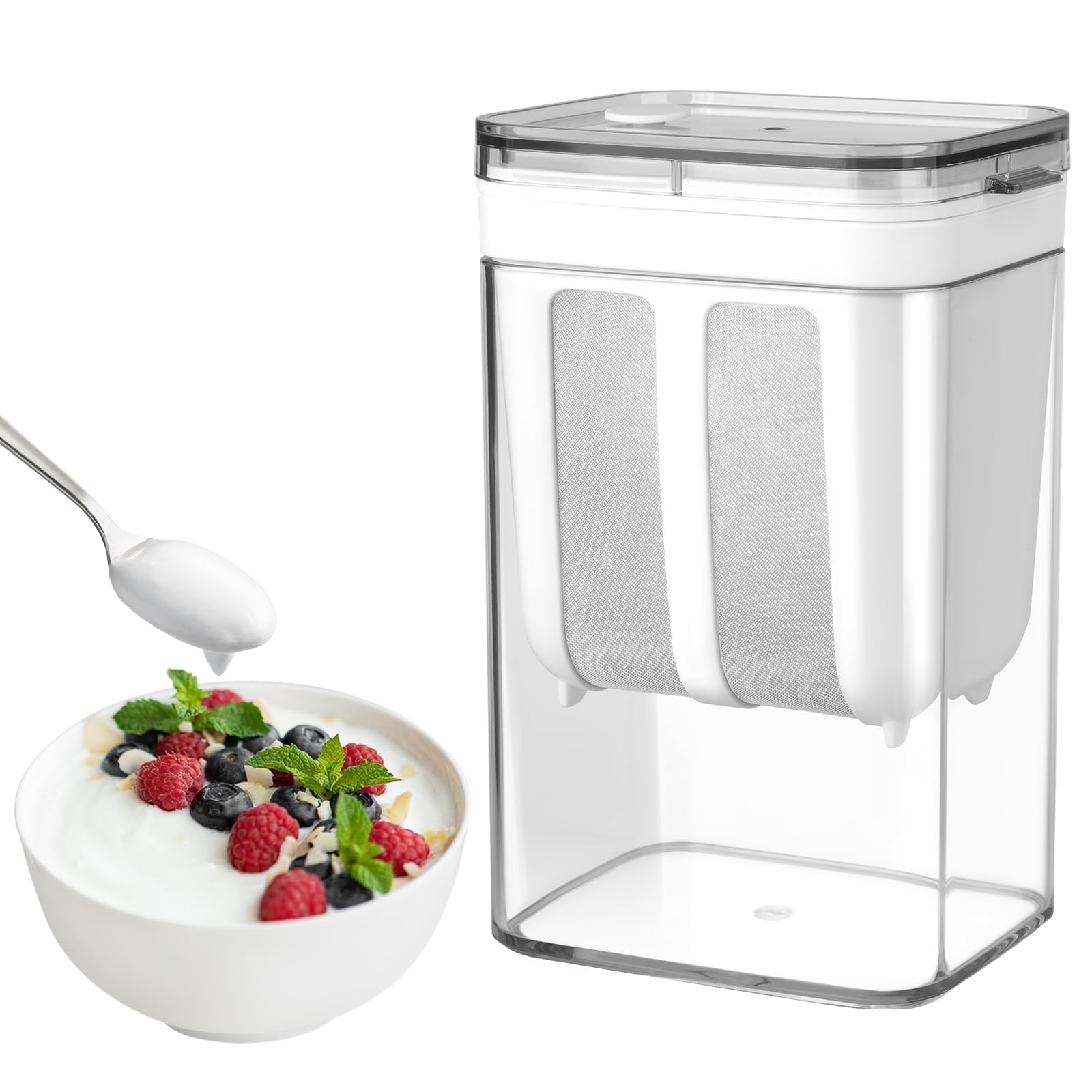 NALACAL Yogurt Strainer, Fine Mesh Strainer, Rice Tea Juicing Food Sieve Strainer, 1100ML Thick Greek Yogurt Milk Filter Kitchen Tools Reusable Homemade Cup with Stainless Steel Mesh (35 Oz)