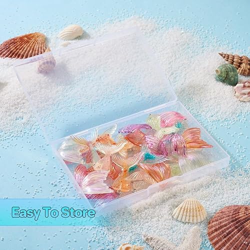Miniatura 7 de Craftdady 32 dijes degradados de cola de pez de sirena de 2 estilos de resina acrílica con polvo de purpurina AB color para mujeres y niñas,