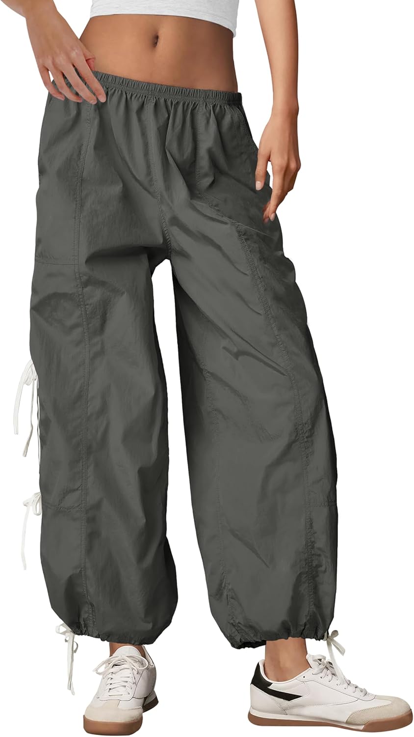 Panadila Women Parachute Pants Elastic Waist Baggy Track Pants Bow Knot Loose Trousers Casual Streetwear - Image 2