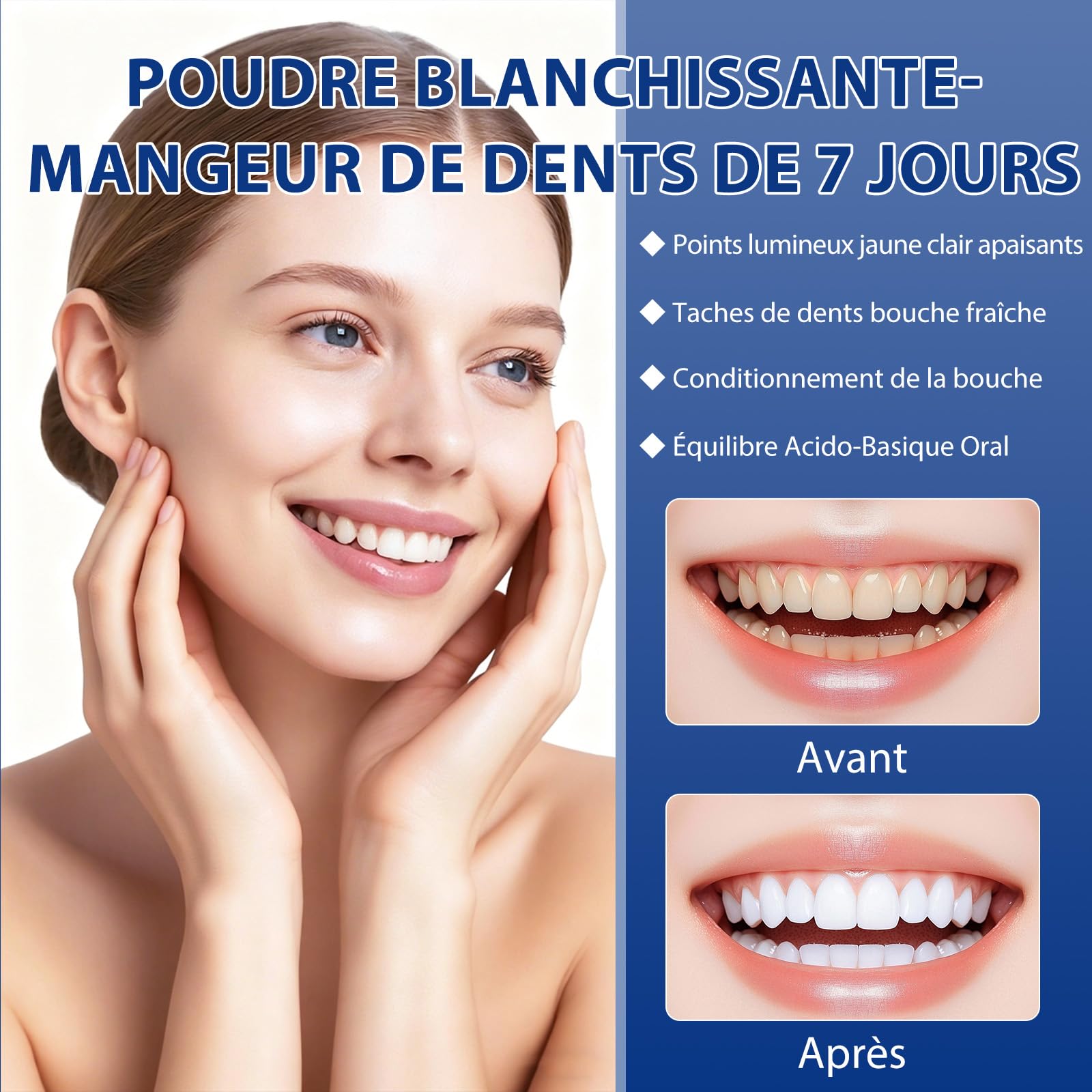 Poudre De Blanchiment Dentaire Professionnelle, Élimine En Profondeur Diverses Taches, Renforce Efficacement Les Dents Et Les Gencives Et Prend Soin En Douceur Des Dents Sensibles