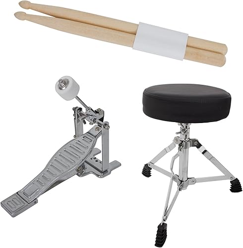 Miniatura 6 de Mendini By Cecilio Juego de batería para niños, 3 piezas para principiantes con bombo Tom Snare, kit de batería de 16 pulgadas con caja, platillo,