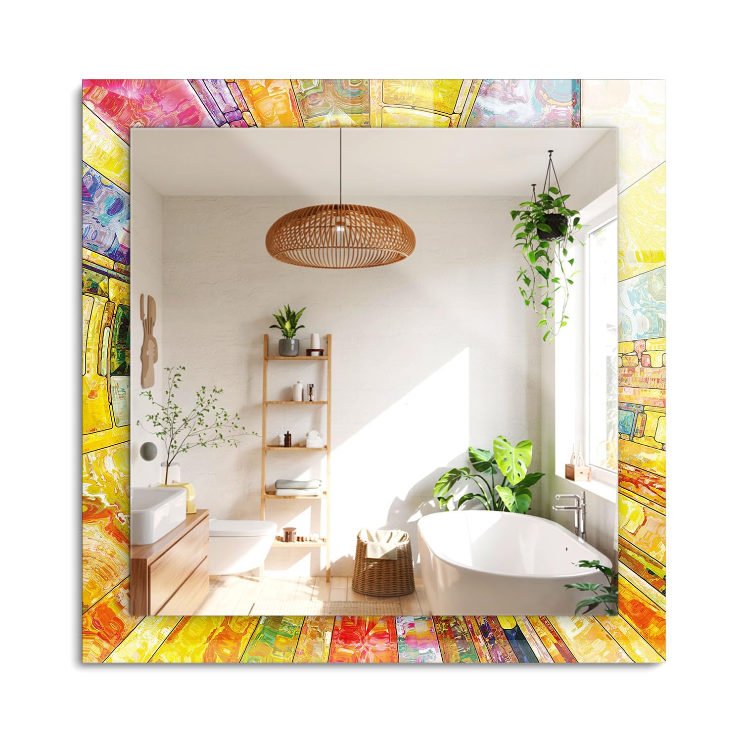 Miroir en verre artistique boho pour illuminer votre salon ou entrée