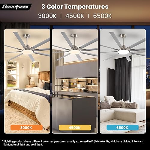 Miniatura 6 de Ventiladores de techo modernos con luces, ventilador de techo de 100 pulgadas con luz y control remoto, sala de estar, biblioteca, cafetería,