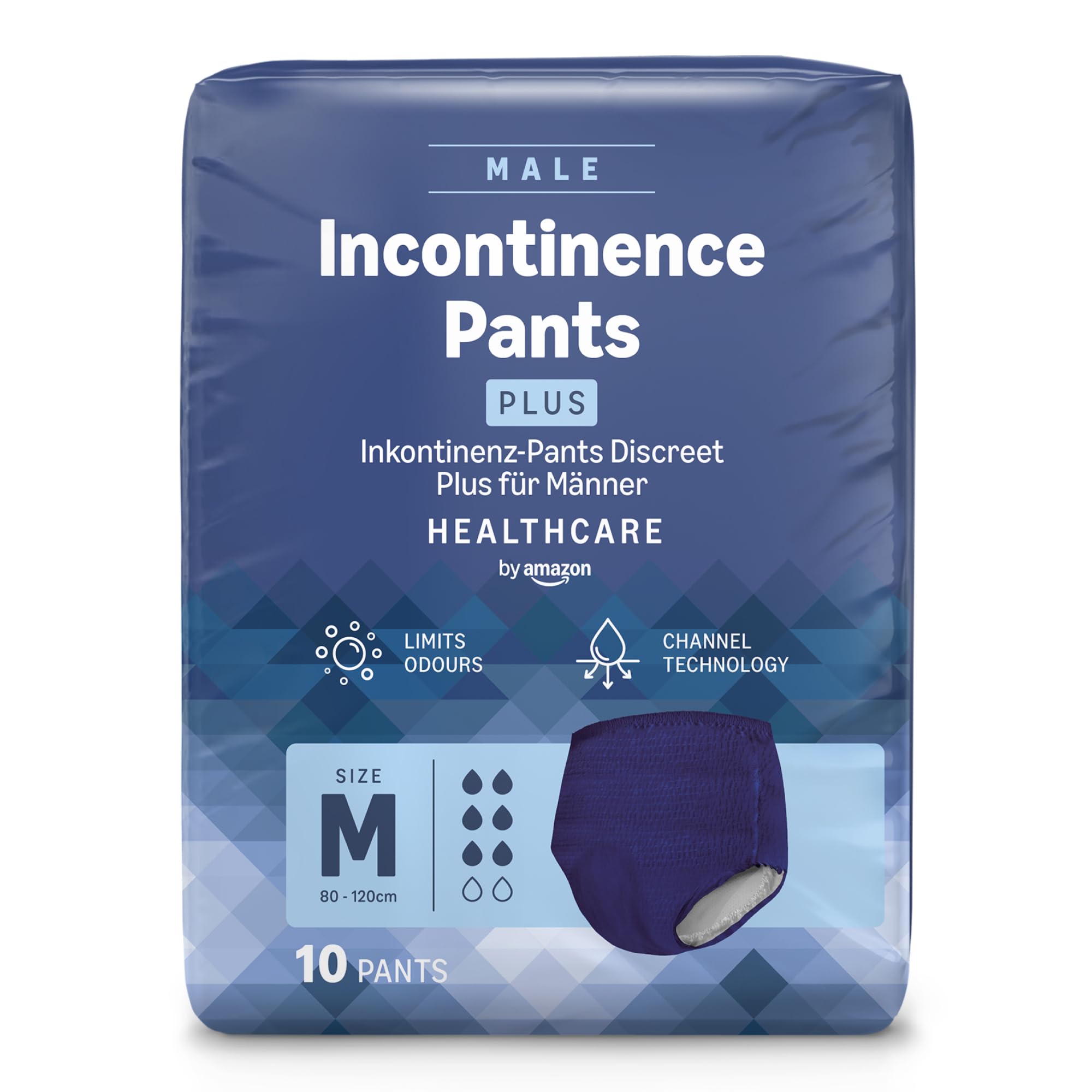 Healthcare by Amazon Man Pants Plus Medium - 40 Count (4 Packs of 10), Blue, (Previously Amazon Basic Care) - Packaging May Vary