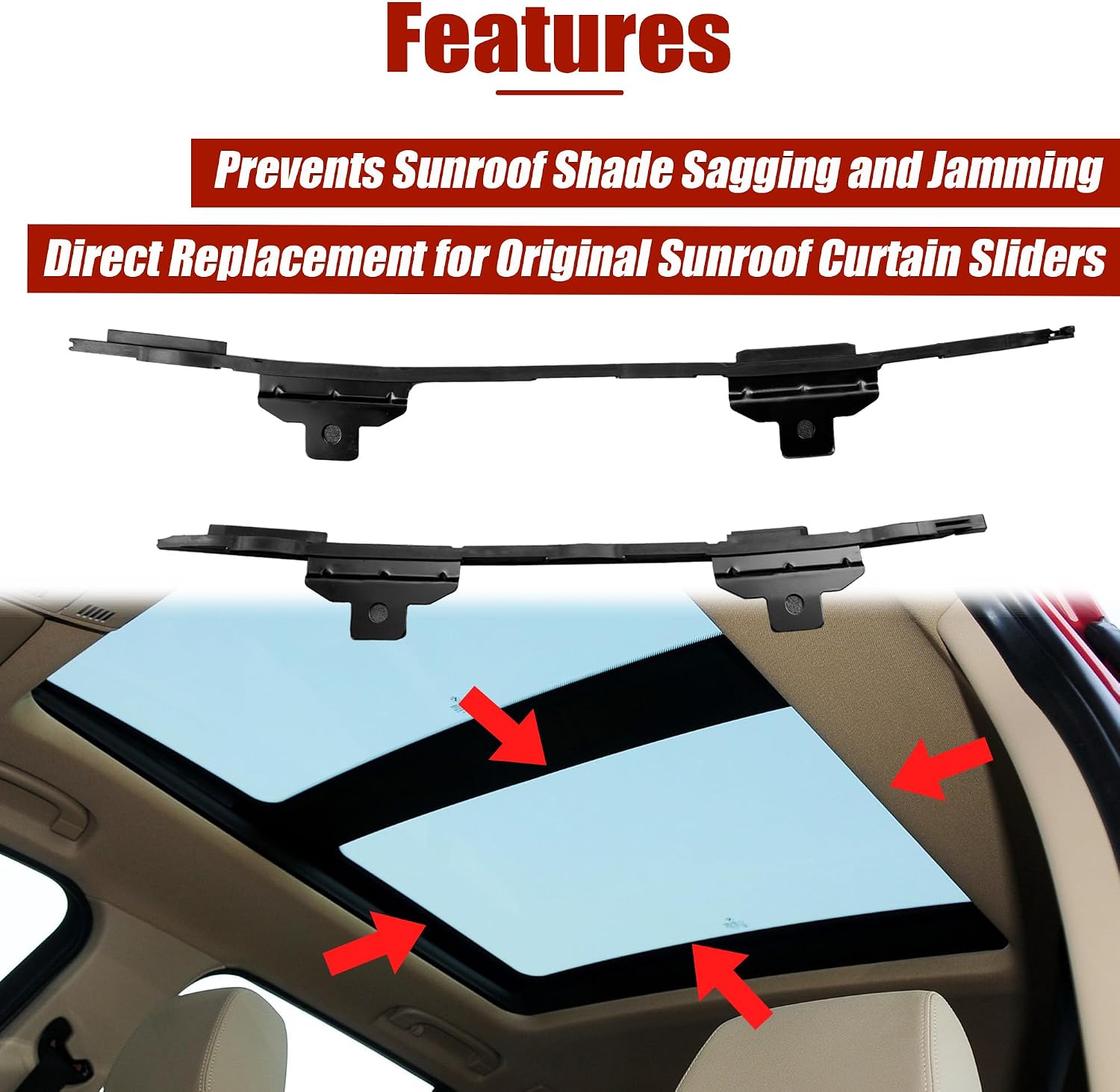 Sunroof Curtain Rails Glider Kit for BMW X1 E84 2013 2014 2015 Front Rear Sliding Brackets Sunshade Blind Guide Rail Set,Replaces 54102993888(2 Pairs)