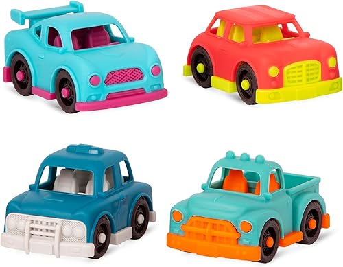 Miniatura 8 de B. toys Camión transportador de automóviles - Transportador de autos de juguete - 2 mini autos - Camiones de juguete para niños pequeños, niños - 12