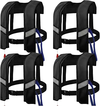 4PCS Snorkel Vest, Portable Inflatable Swim Vest Jackets for Snorkeling Swimming Diving Safety,Manual Inflatable Mens Womens Adjustable Vest for Swimming Fishing Outdoor Water Sports 330LB
